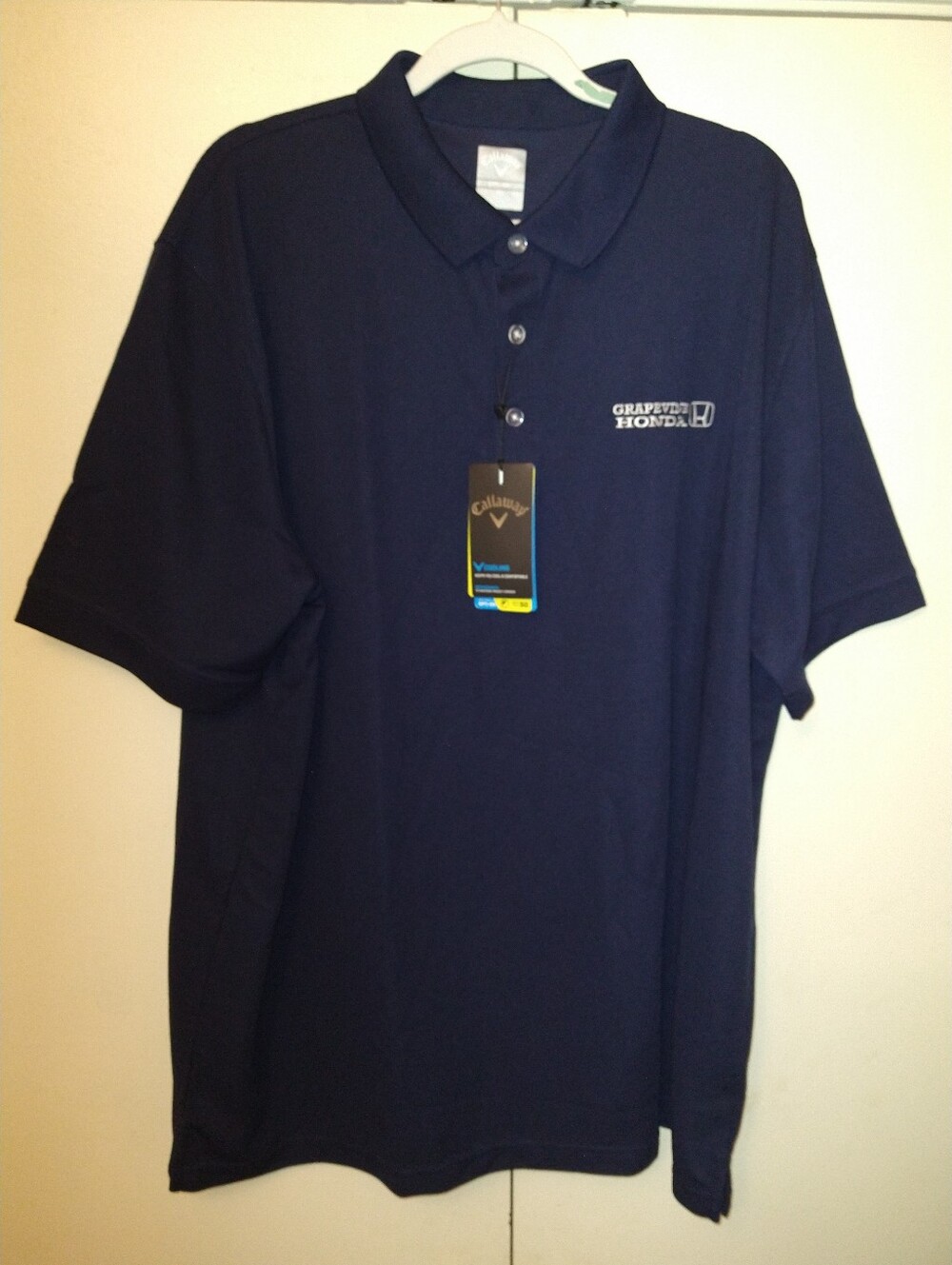 NWT Callaway Opti-Dri Short Sleeve Polo Shirt Men's sz XXL Grapevine Honda Logo